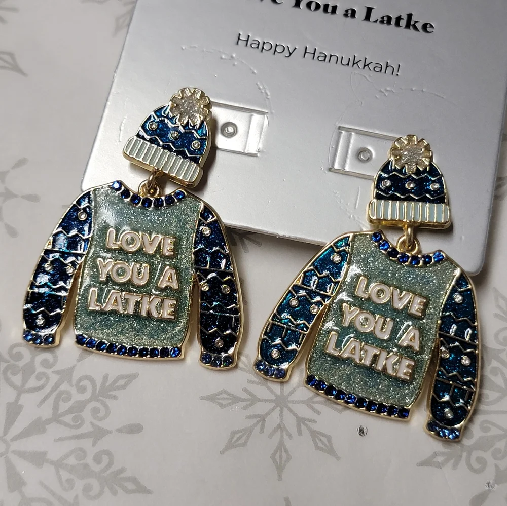 SUGARFIX by BaubleBar Love You a Latke Happy Hanukkah! Jewish Holiday Earrings